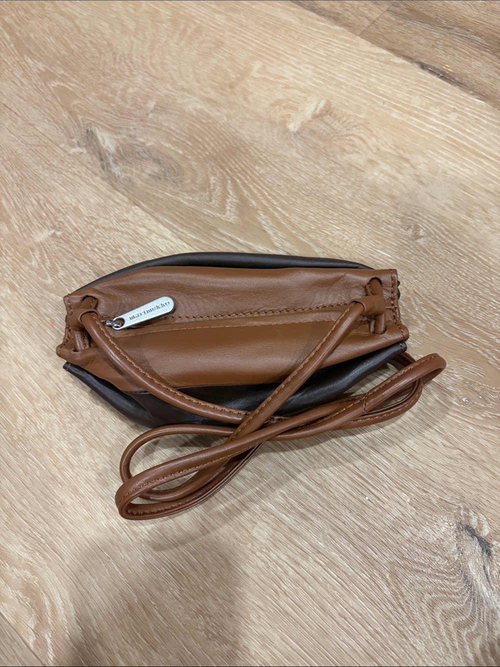 Marimekko Mini Crossbody Bag in Dark Brown with Tan Strap - Picture 4 of 6